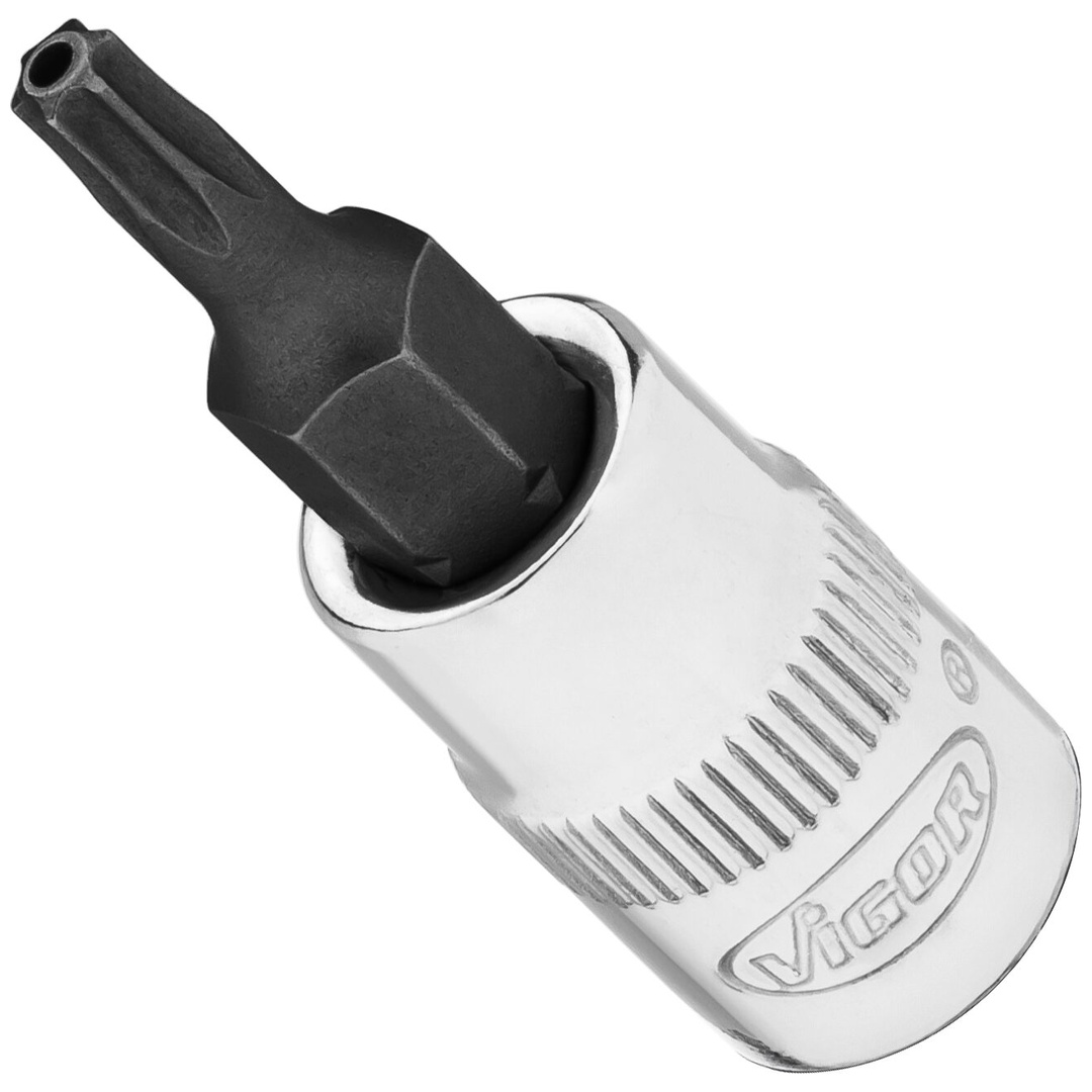 VIGOR Schraubendrehereinsatz, V2138N, 1/4 (6,3 mm) Vierkant hohl, Tamper Resistant TX Profil, SW T15H