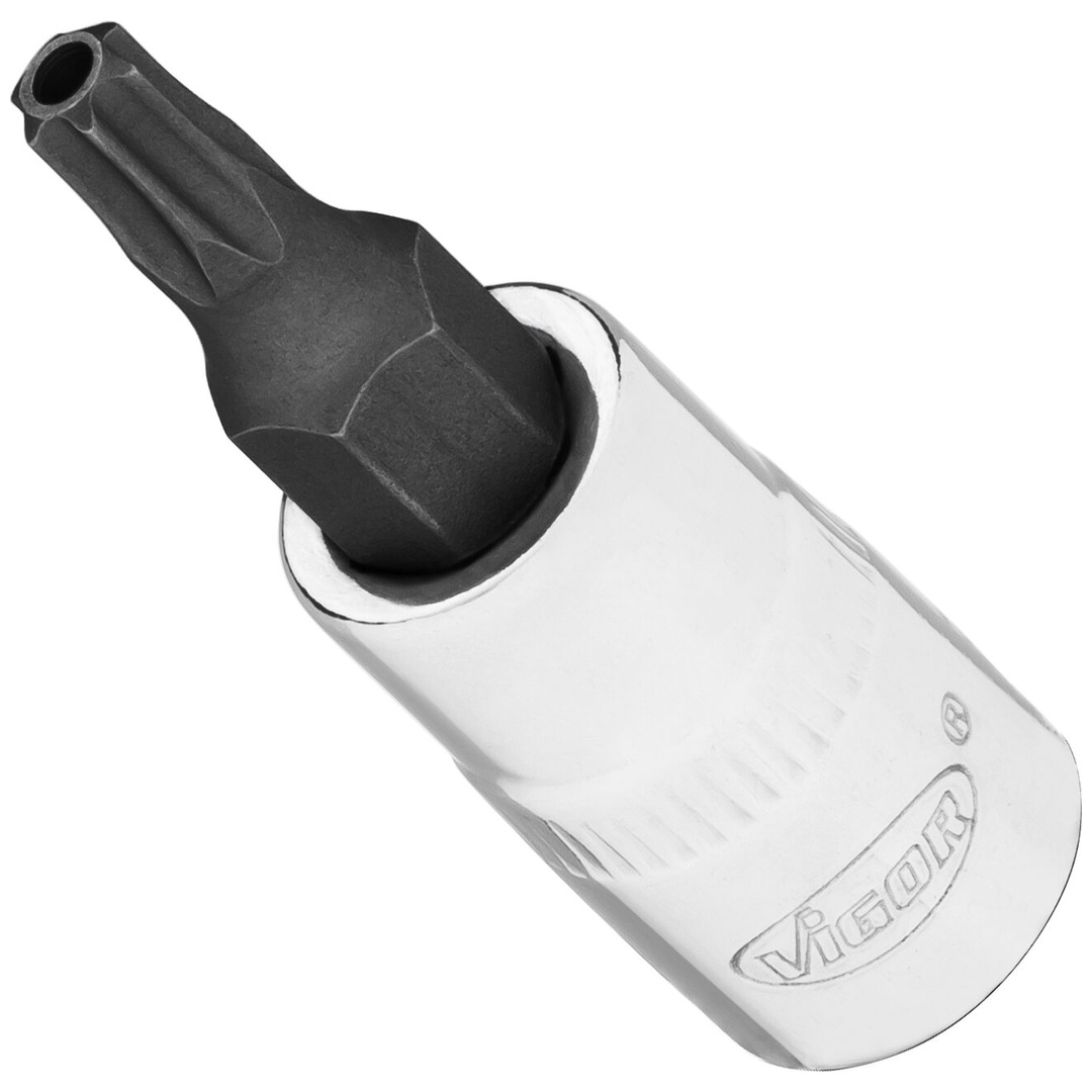 VIGOR Schraubendrehereinsatz, V2139N, 1/4 (6,3 mm) Vierkant hohl, Tamper Resistant TX Profil, SW T20H