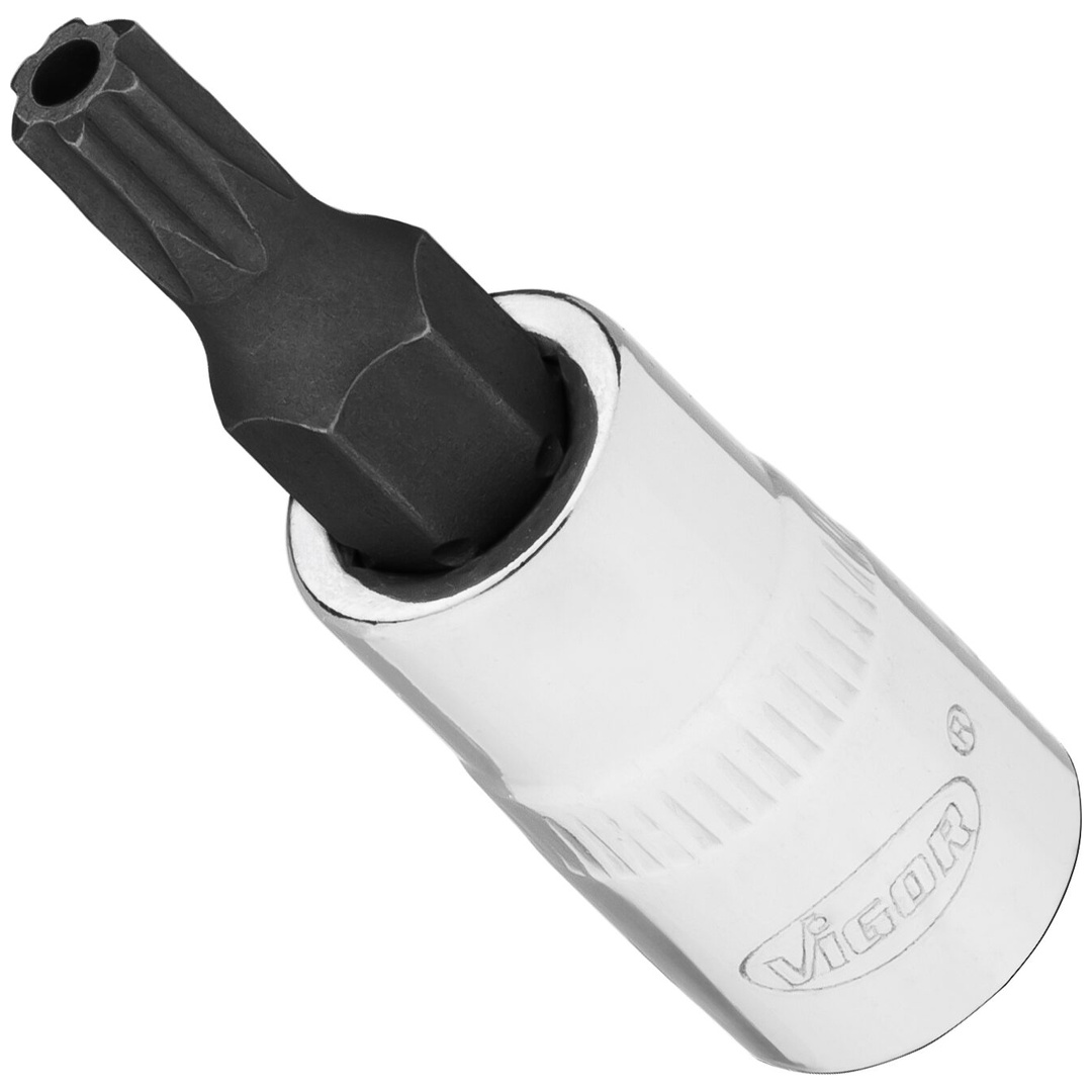 VIGOR Schraubendrehereinsatz, V2140N, 1/4 (6,3 mm) Vierkant hohl, Tamper Resistant TX Profil, SW T25H