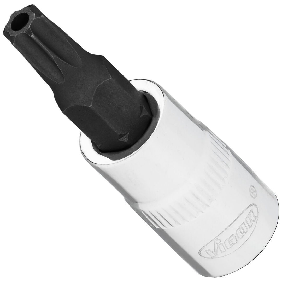 VIGOR Schraubendrehereinsatz, V2141N, 1/4 (6,3 mm) Vierkant hohl, Tamper Resistant TX Profil, SW T27H