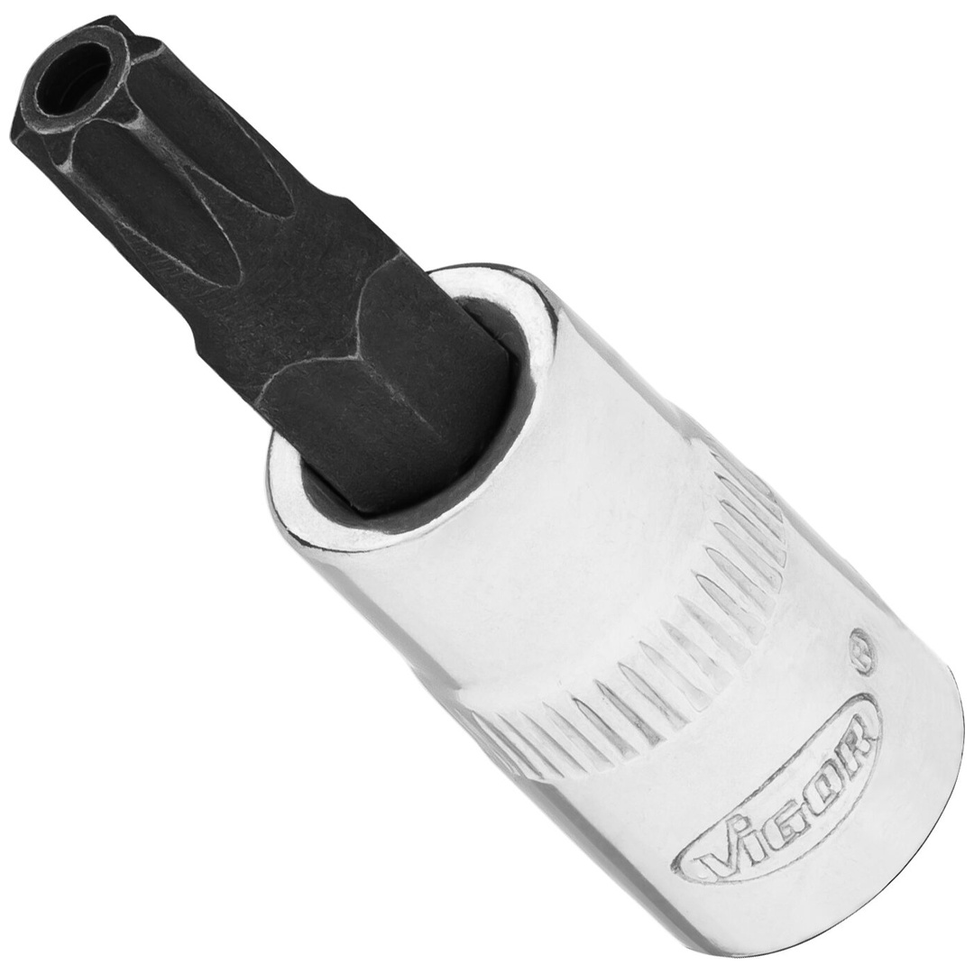 VIGOR Schraubendrehereinsatz, V2142N, 1/4 (6,3 mm) Vierkant hohl, Tamper Resistant TX Profil, SW T30H