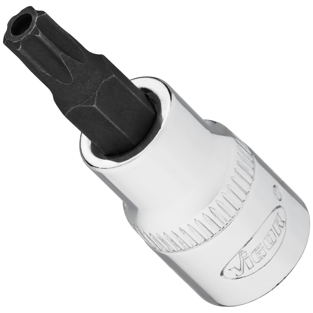 VIGOR Schraubendrehereinsatz, V2193N, 3/8 (10 mm) Vierkant hohl, Tamper Resistant TX Profil, SW T40H