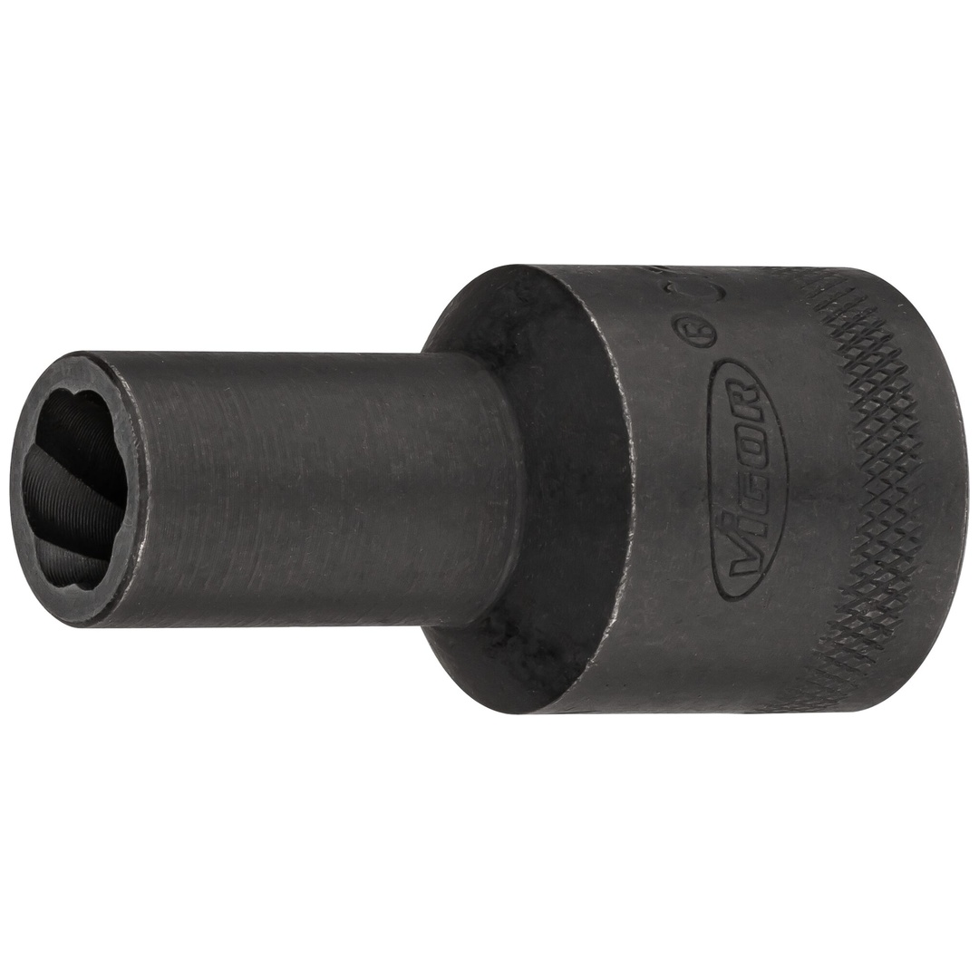 VIGOR Spiralnutenausdreher-Einsatz, V2404N-10, 1/2 (12,5 mm) Vierkant hohl, Außen Schraubenausdreher Profil, SW 10 mm
