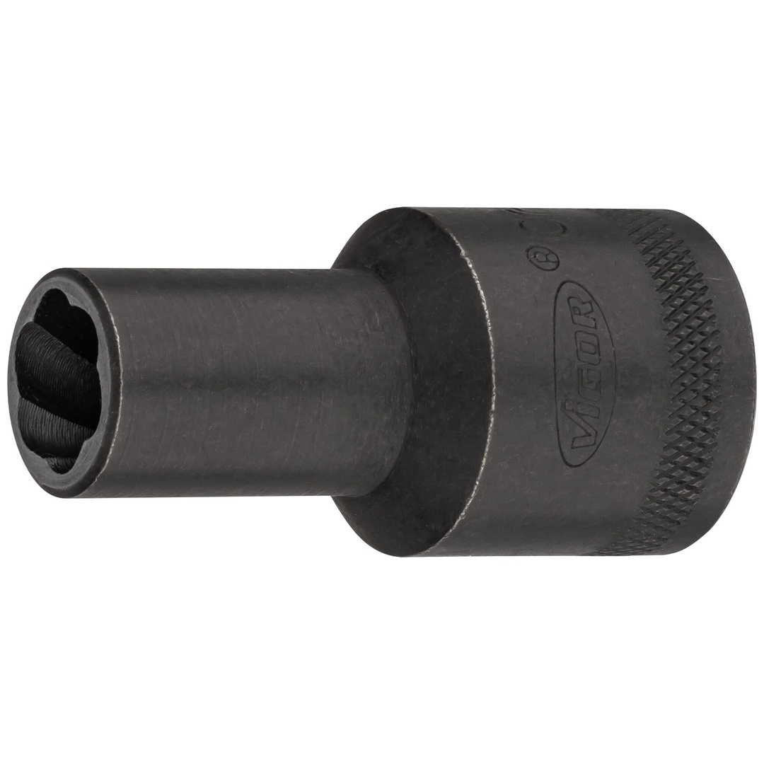 VIGOR Spiralnutenausdreher-Einsatz, V2404N-11, 1/2 (12,5 mm) Vierkant hohl, Außen Schraubenausdreher Profil, SW 11 mm