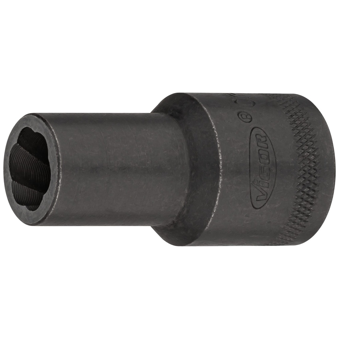 VIGOR Spiralnutenausdreher-Einsatz, V2404N-12, 1/2 (12,5 mm) Vierkant hohl, Außen Schraubenausdreher Profil, SW 12 mm