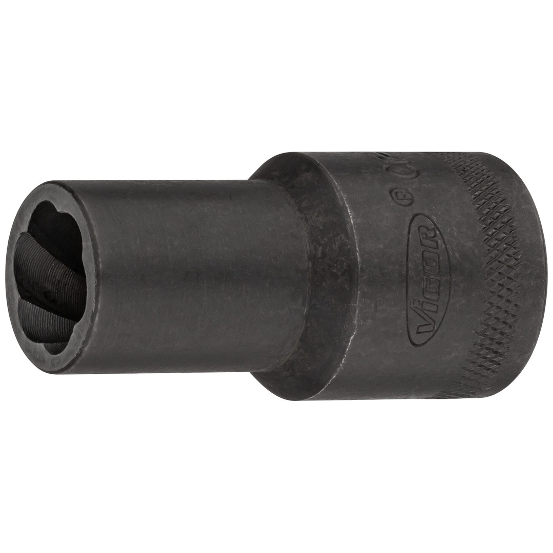 VIGOR Spiralnutenausdreher-Einsatz, V2404N-13, 1/2 (12,5 mm) Vierkant hohl, Außen Schraubenausdreher Profil, SW 13 mm