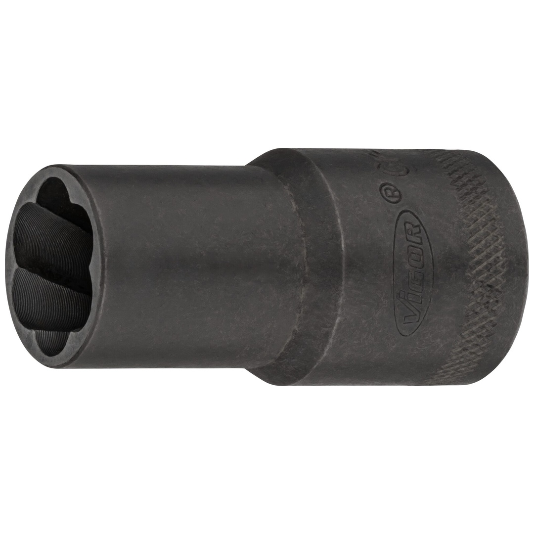 VIGOR Spiralnutenausdreher-Einsatz, V2404N-15, 1/2 (12,5 mm) Vierkant hohl, Außen Schraubenausdreher Profil, SW 15 mm