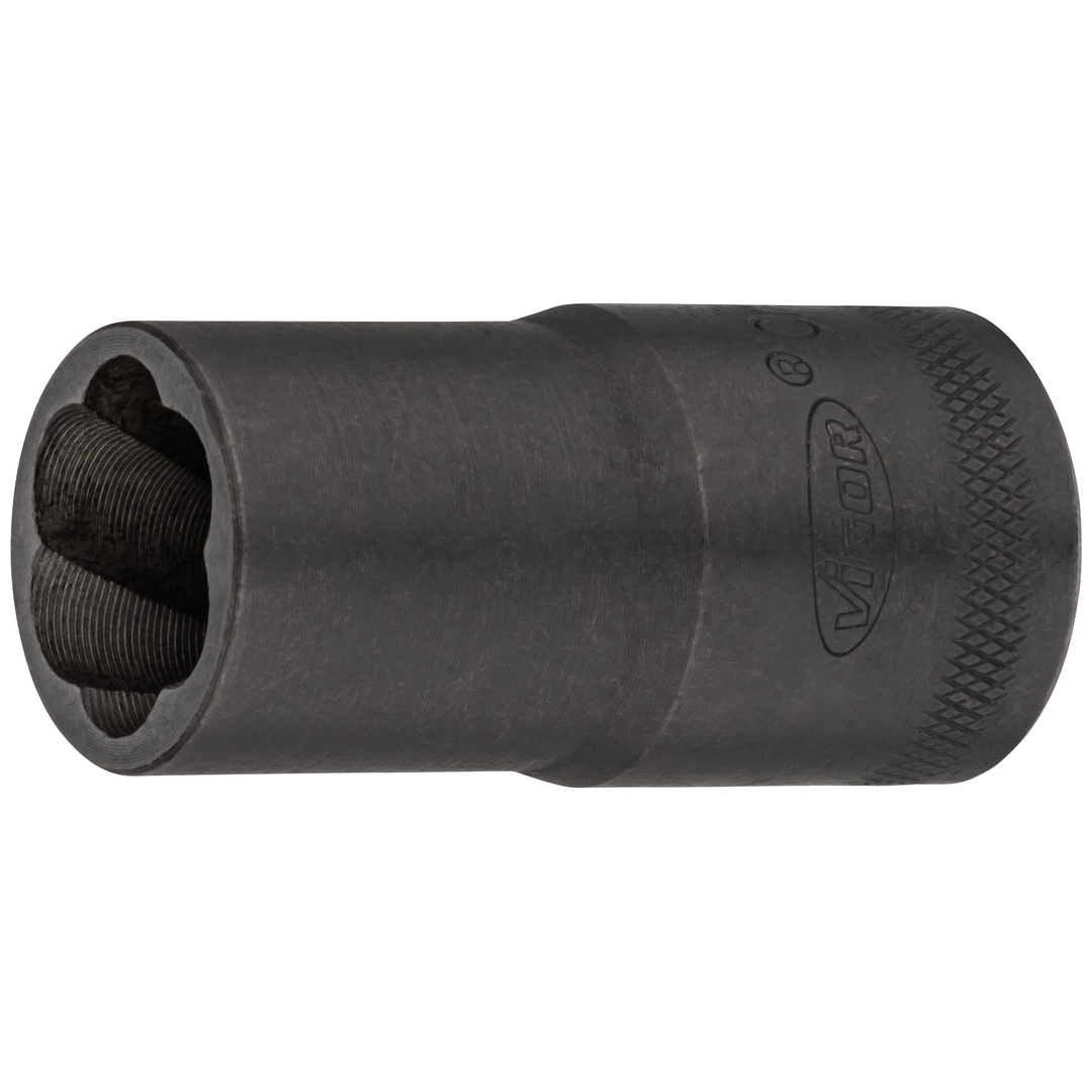 VIGOR Spiralnutenausdreher-Einsatz, V2404N-16, 1/2 (12,5 mm) Vierkant hohl, Außen Schraubenausdreher Profil, SW 16 mm