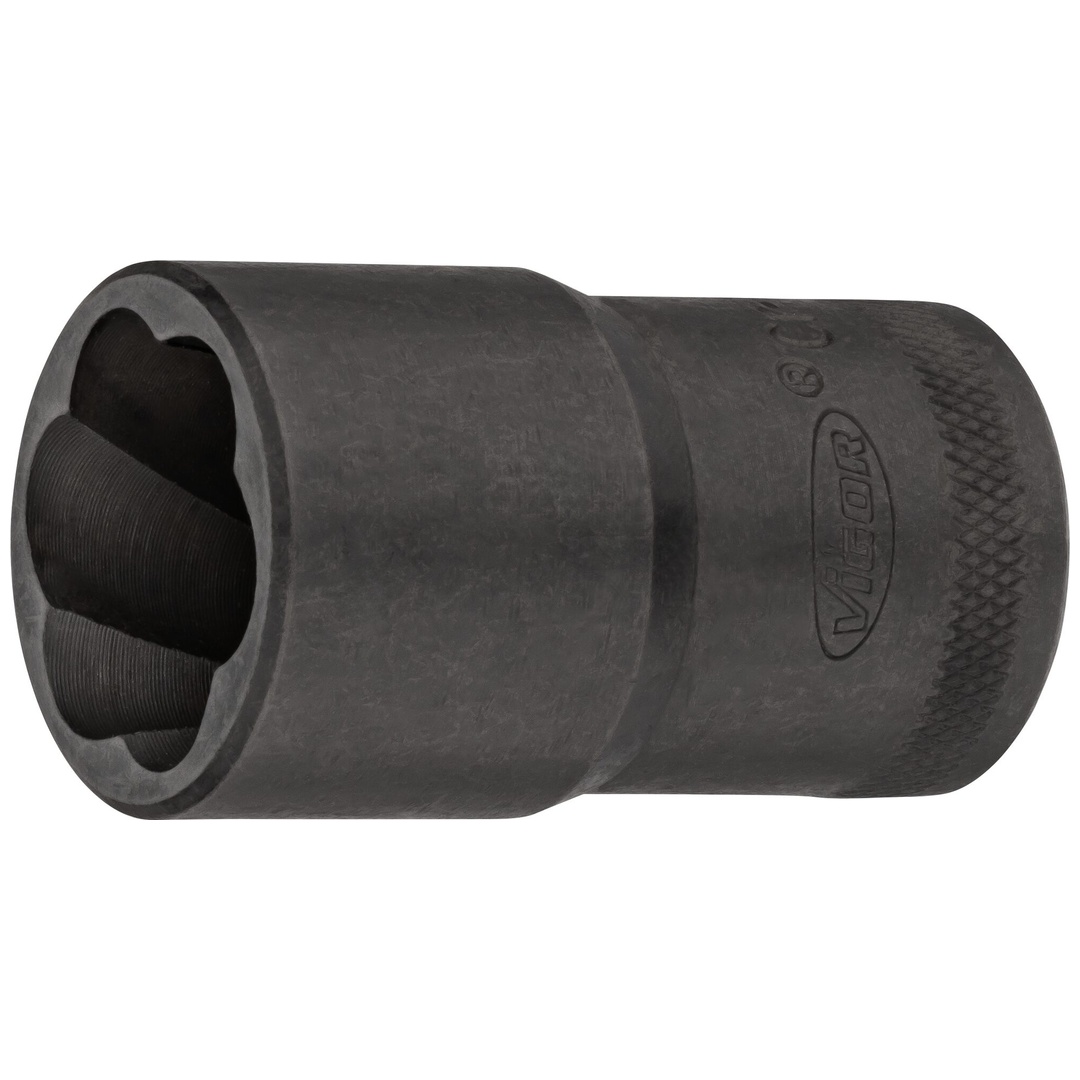 VIGOR Spiralnutenausdreher-Einsatz, V2404N-21, 1/2 (12,5 mm) Vierkant hohl, Außen Schraubenausdreher Profil, SW 21 mm