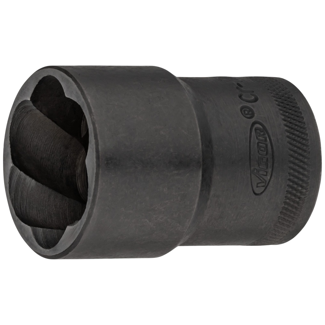 VIGOR Spiralnutenausdreher-Einsatz, V2404N-27, 1/2 (12,5 mm) Vierkant hohl, Außen Schraubenausdreher Profil, SW 27 mm