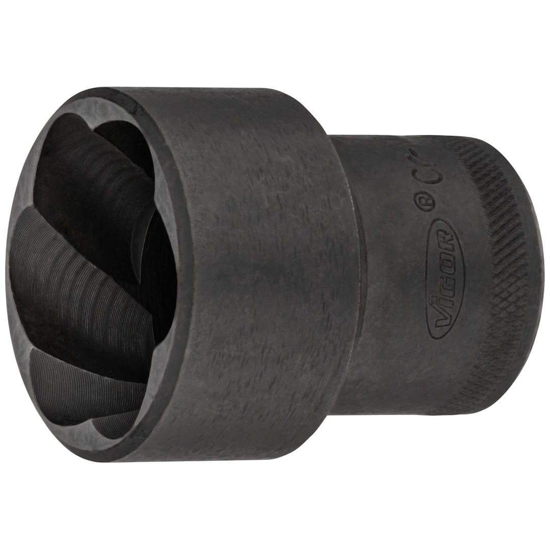 VIGOR Spiralnutenausdreher-Einsatz, V2404N-32, 1/2 (12,5 mm) Vierkant hohl, Außen Schraubenausdreher Profil, SW 32 mm