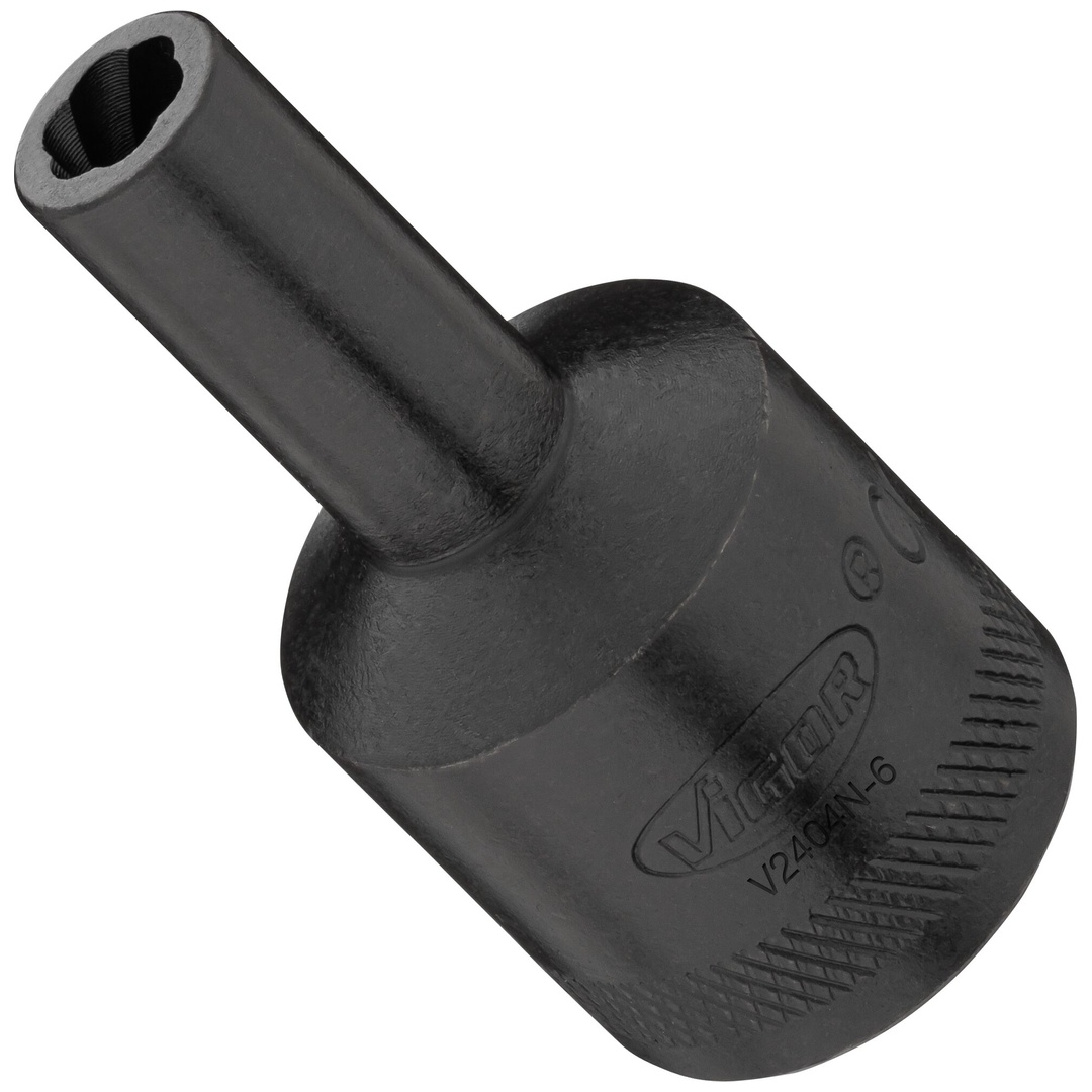 VIGOR Spiralnutenausdreher-Einsatz, V2404N-6, 1/2 (12,5 mm) Vierkant hohl, Außen Schraubenausdreher Profil, SW 6 mm