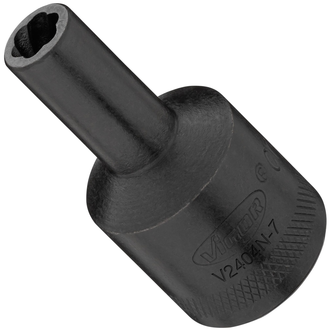 VIGOR Spiralnutenausdreher-Einsatz, V2404N-7, 1/2 (12,5 mm) Vierkant hohl, Außen Schraubenausdreher Profil, SW 7 mm