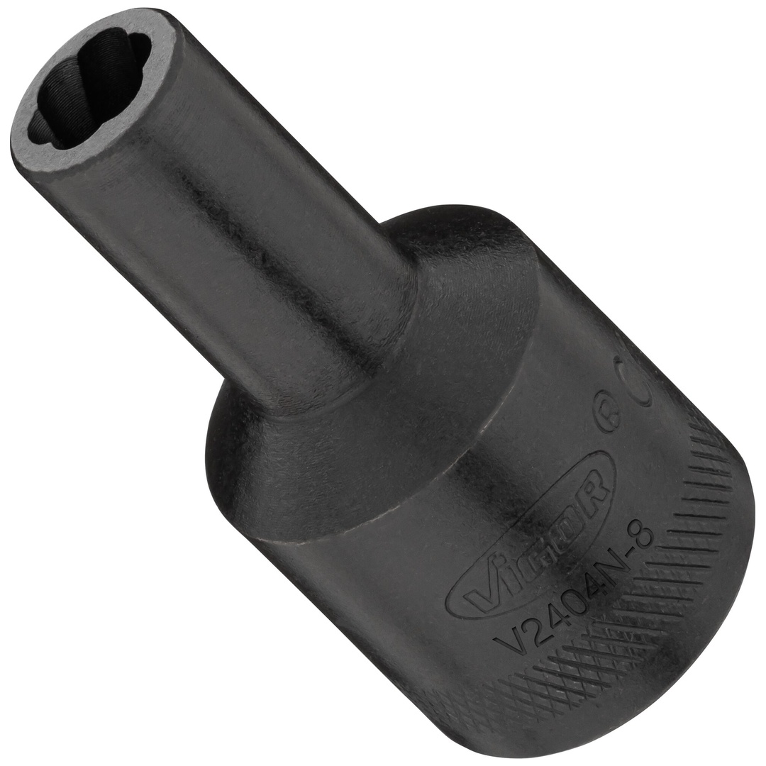VIGOR Spiralnutenausdreher-Einsatz, V2404N-8, 1/2 (12,5 mm) Vierkant hohl, Außen Schraubenausdreher Profil, SW 8 mm