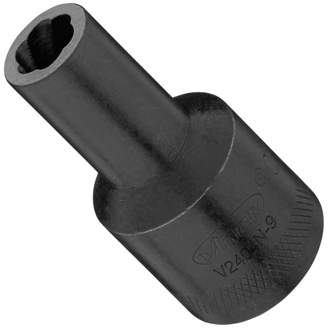 VIGOR Spiralnutenausdreher-Einsatz, V2404N-9, 1/2 (12,5 mm) Vierkant hohl, Außen Schraubenausdreher Profil, SW 9 mm