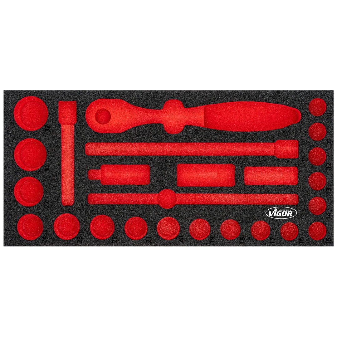 VIGOR Weichschaumeinlage, leer, V4975N-L, (LxBxH) 393 x 188 x 35 mm