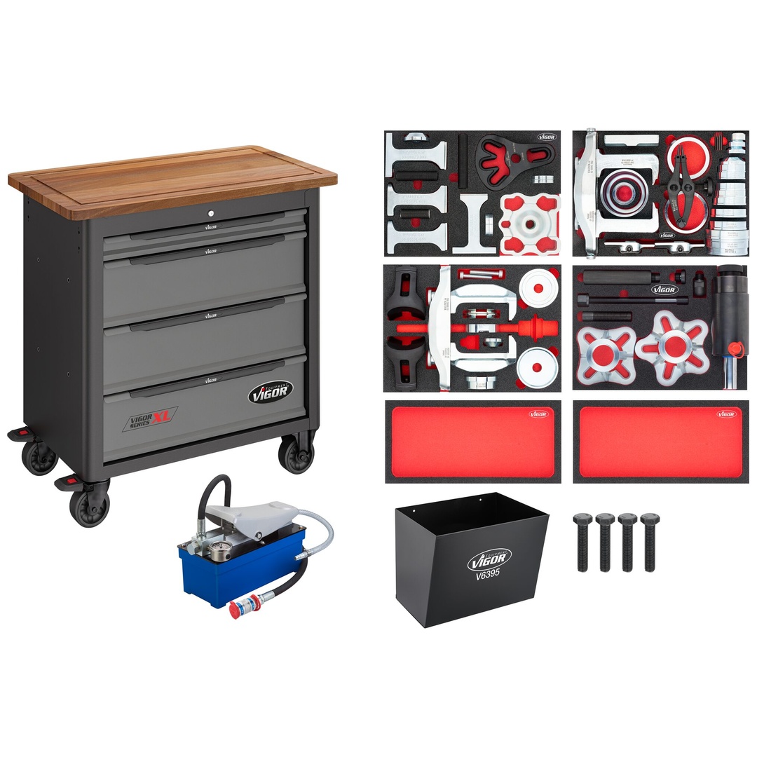 VIGOR Mobile Werkbank Series XL mit Spezialwerkzeug Sortiment, 77-tlg., Anzahl Werkzeuge: 77
