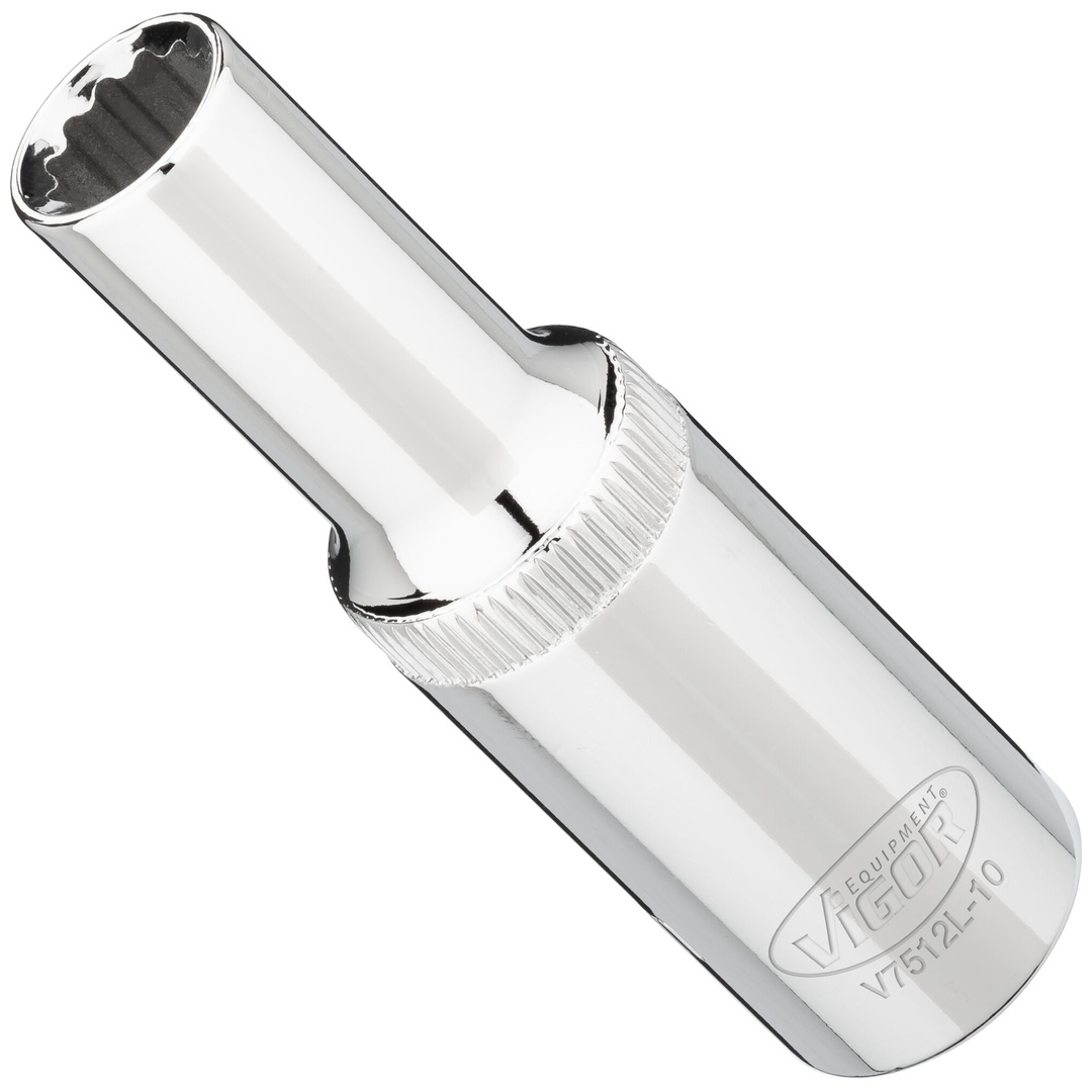 VIGOR Steckschlüsseleinsatz, lang, 1/2 (12,5 mm) Vierkant hohl, Außen Doppelsechskant Profil, SW 10 mm