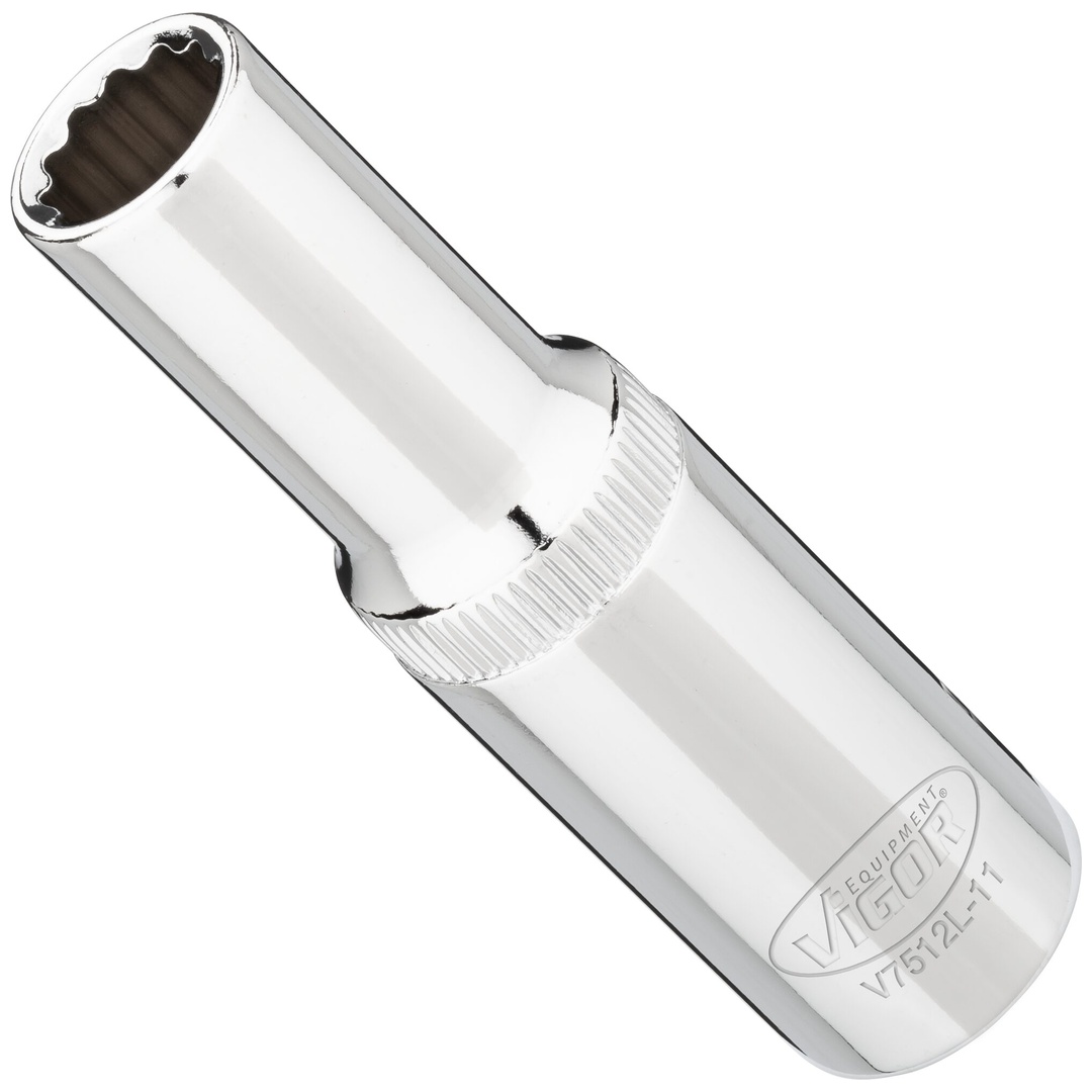 VIGOR Steckschlüsseleinsatz, lang, 1/2 (12,5 mm) Vierkant hohl, Außen Doppelsechskant Profil, SW 11 mm