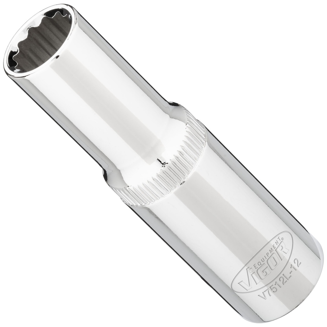 VIGOR Steckschlüsseleinsatz, lang, 1/2 (12,5 mm) Vierkant hohl, Außen Doppelsechskant Profil, SW 12 mm