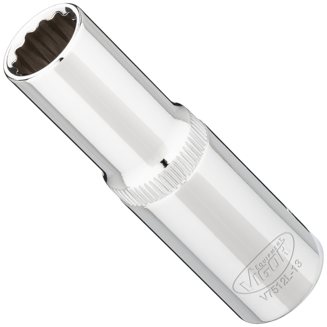 VIGOR Steckschlüsseleinsatz, lang, 1/2 (12,5 mm) Vierkant hohl, Außen Doppelsechskant Profil, SW 13 mm