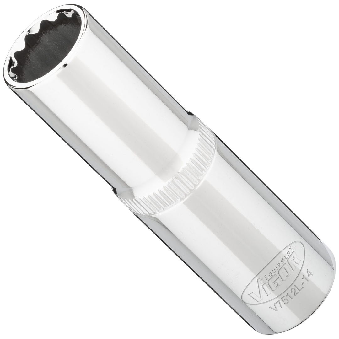 VIGOR Steckschlüsseleinsatz, lang, 1/2 (12,5 mm) Vierkant hohl, Außen Doppelsechskant Profil, SW 14 mm