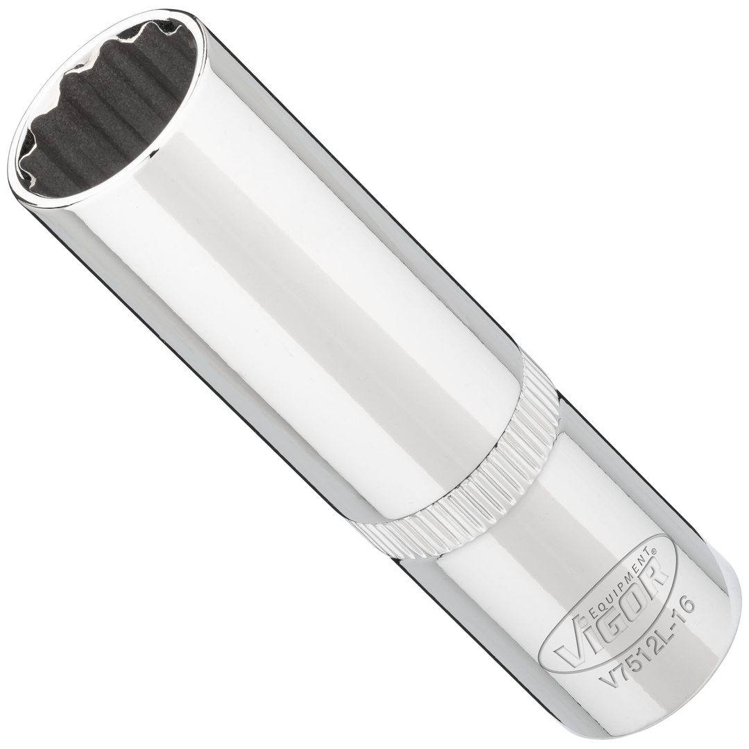 VIGOR Steckschlüsseleinsatz, lang, 1/2 (12,5 mm) Vierkant hohl, Außen Doppelsechskant Profil, SW 16 mm