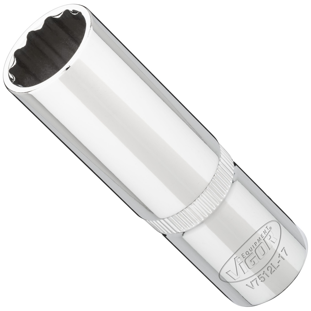 VIGOR Steckschlüsseleinsatz, lang, 1/2 (12,5 mm) Vierkant hohl, Außen Doppelsechskant Profil, SW 17 mm