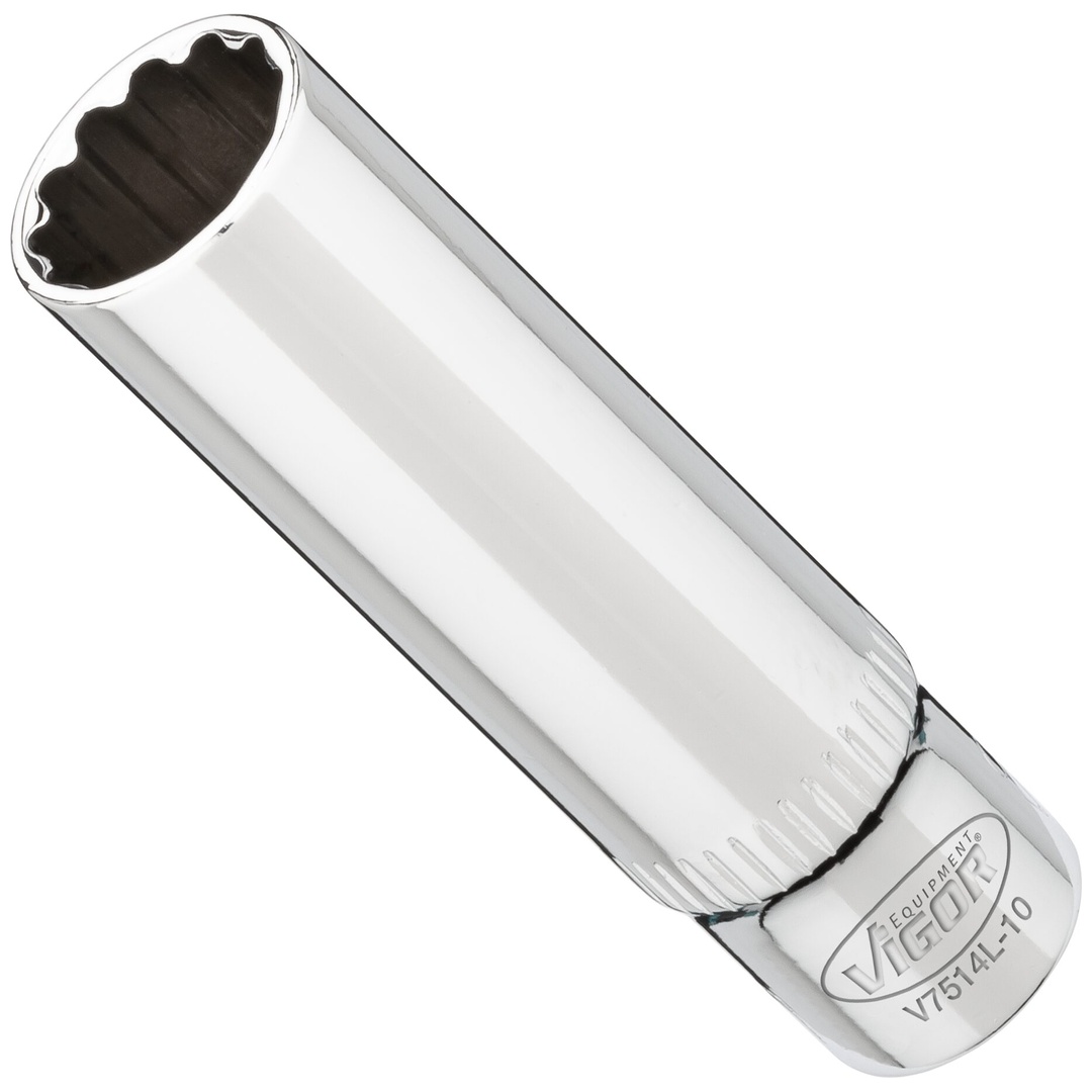 VIGOR Steckschlüsseleinsatz, lang, 1/4 (6,3 mm) Vierkant hohl, Außen Doppelsechskant Profil, SW 10 mm