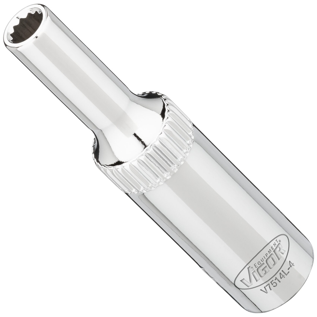 VIGOR Steckschlüsseleinsatz, lang, 1/4 (6,3 mm) Vierkant hohl, Außen Doppelsechskant Profil, SW 4 mm