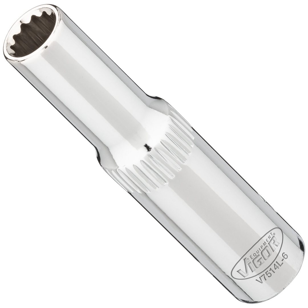VIGOR Steckschlüsseleinsatz, lang, 1/4 (6,3 mm) Vierkant hohl, Außen Doppelsechskant Profil, SW 6 mm