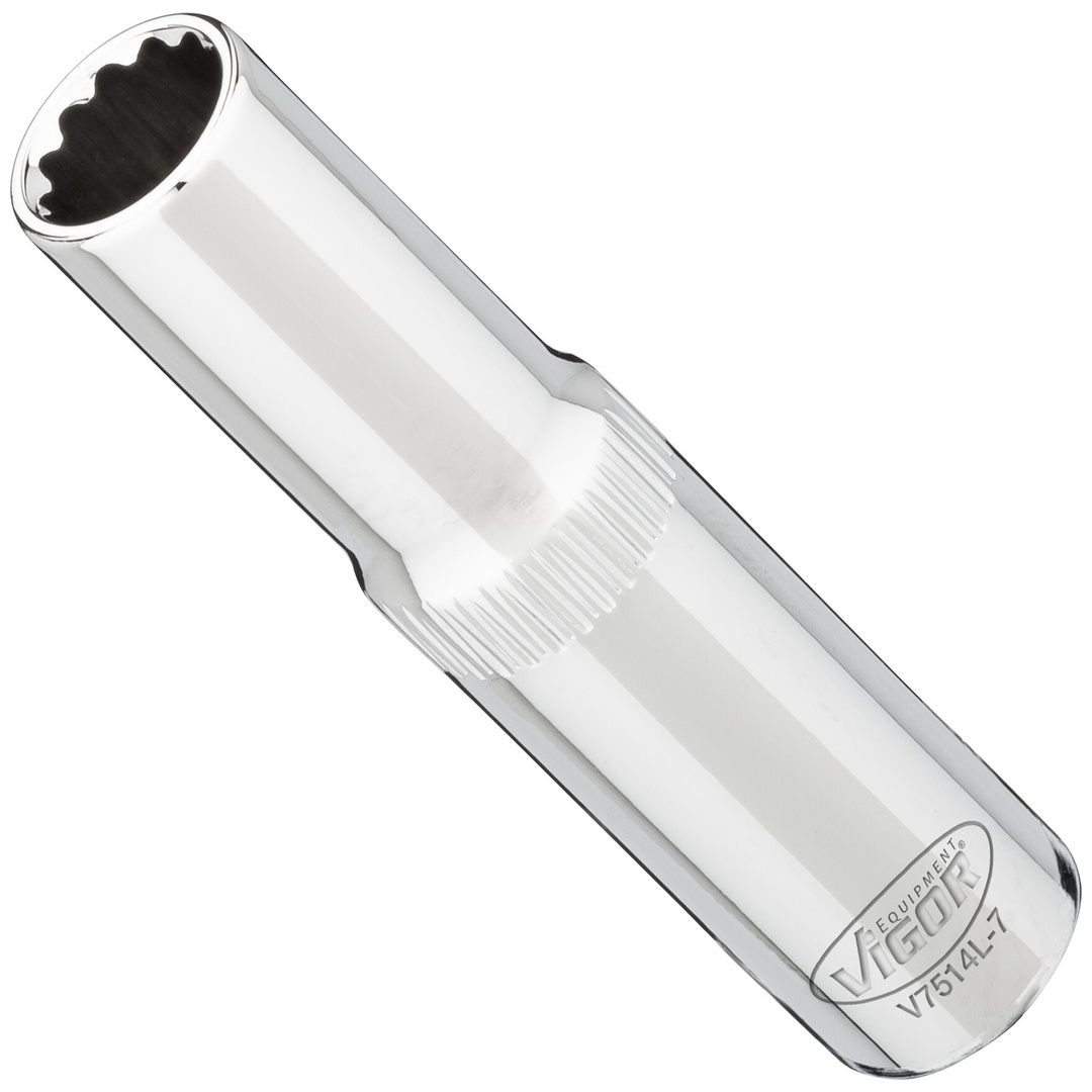VIGOR Steckschlüsseleinsatz, lang, 1/4 (6,3 mm) Vierkant hohl, Außen Doppelsechskant Profil, SW 7 mm