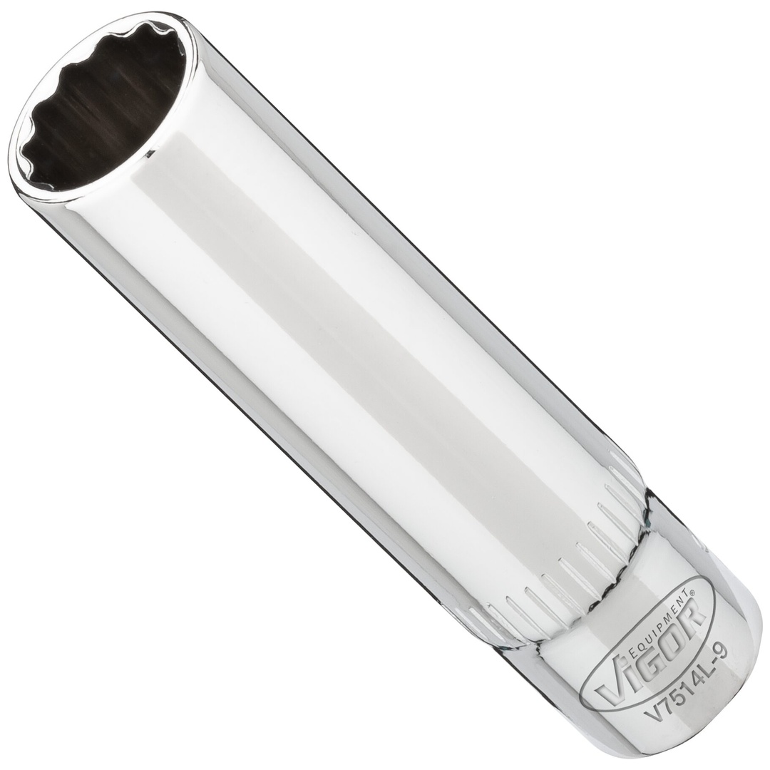 VIGOR Steckschlüsseleinsatz, lang, 1/4 (6,3 mm) Vierkant hohl, Außen Doppelsechskant Profil, SW 9 mm