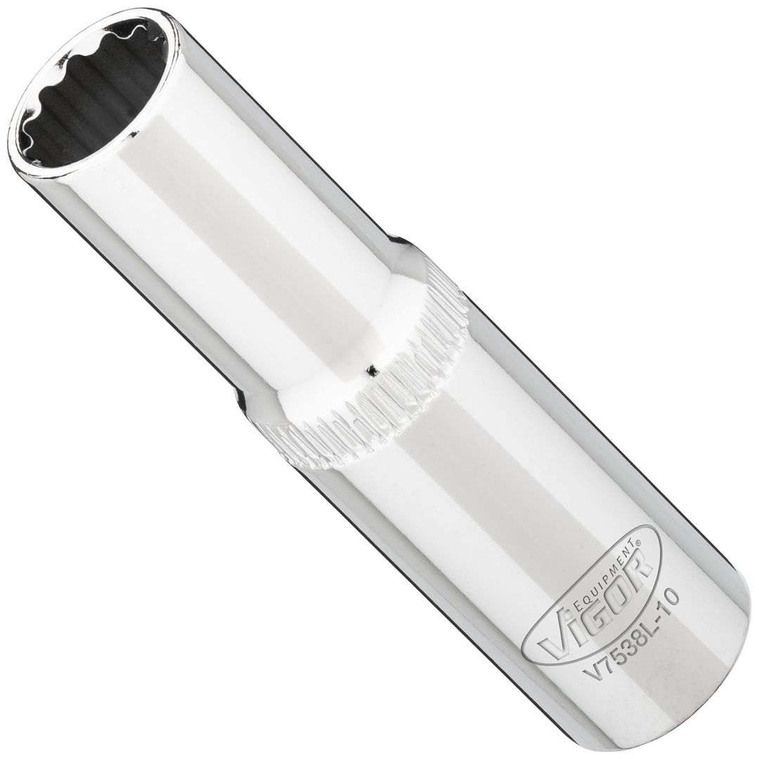 VIGOR Steckschlüsseleinsatz, lang, 3/8 (10 mm) Vierkant hohl, Außen Doppelsechskant Profil, SW 10 mm