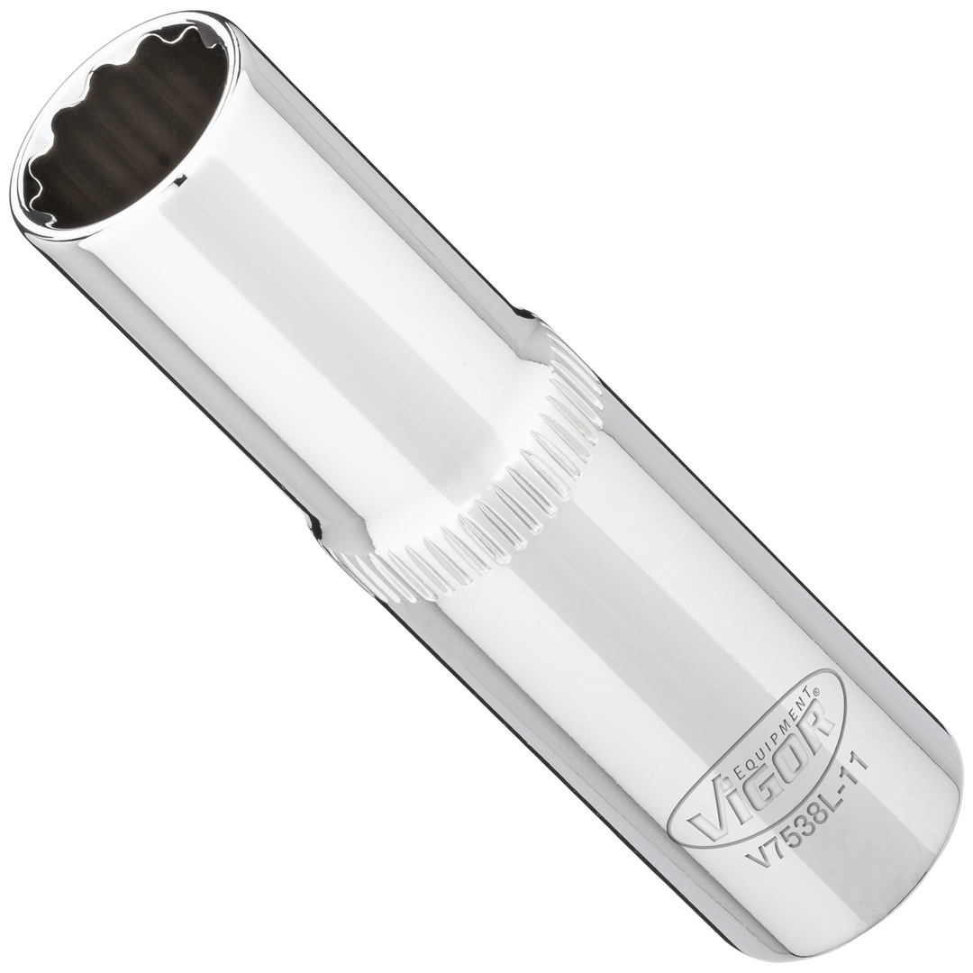 VIGOR Steckschlüsseleinsatz, lang, 3/8 (10 mm) Vierkant hohl, Außen Doppelsechskant Profil, SW 11 mm
