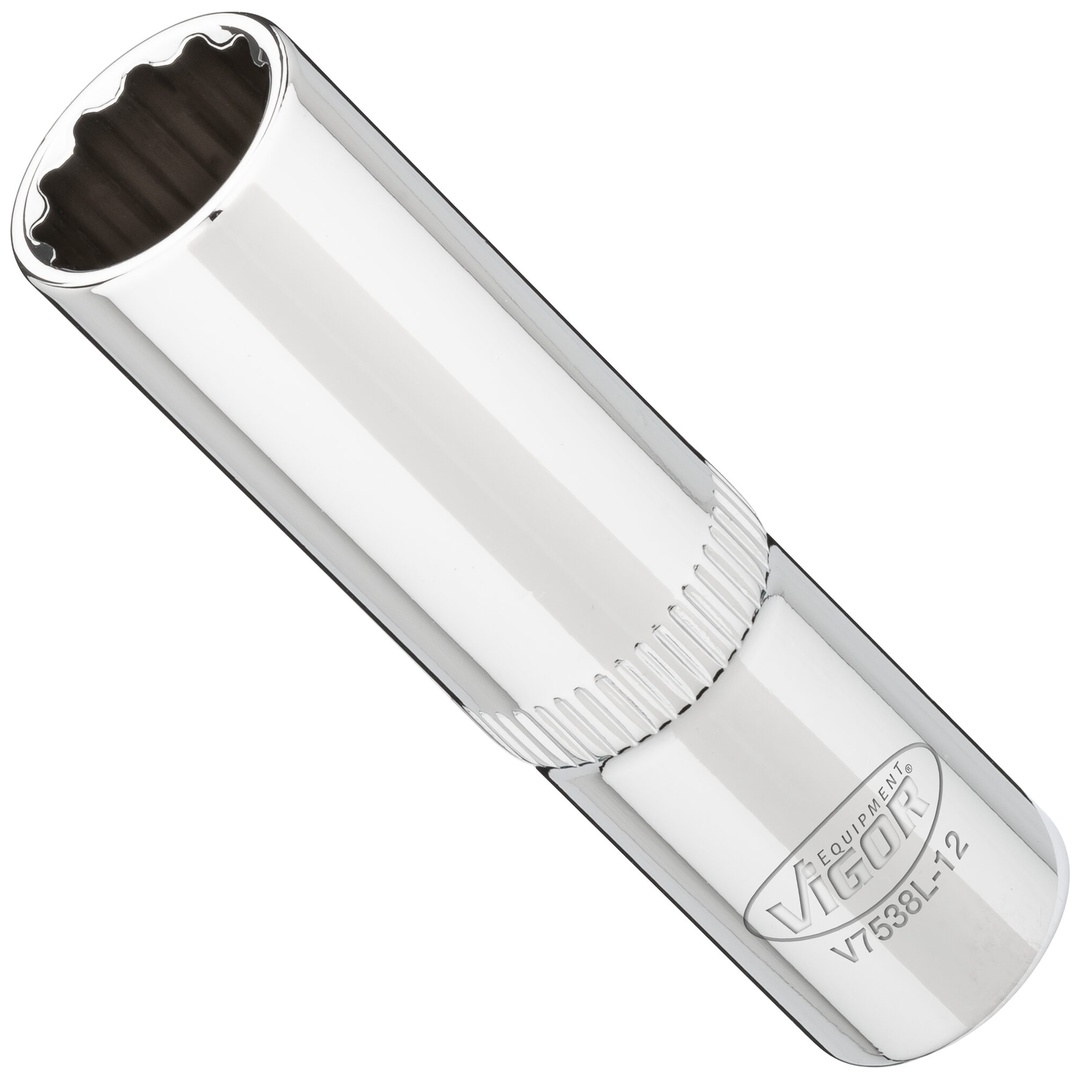 VIGOR Steckschlüsseleinsatz, lang, 3/8 (10 mm) Vierkant hohl, Außen Doppelsechskant Profil, SW 12 mm