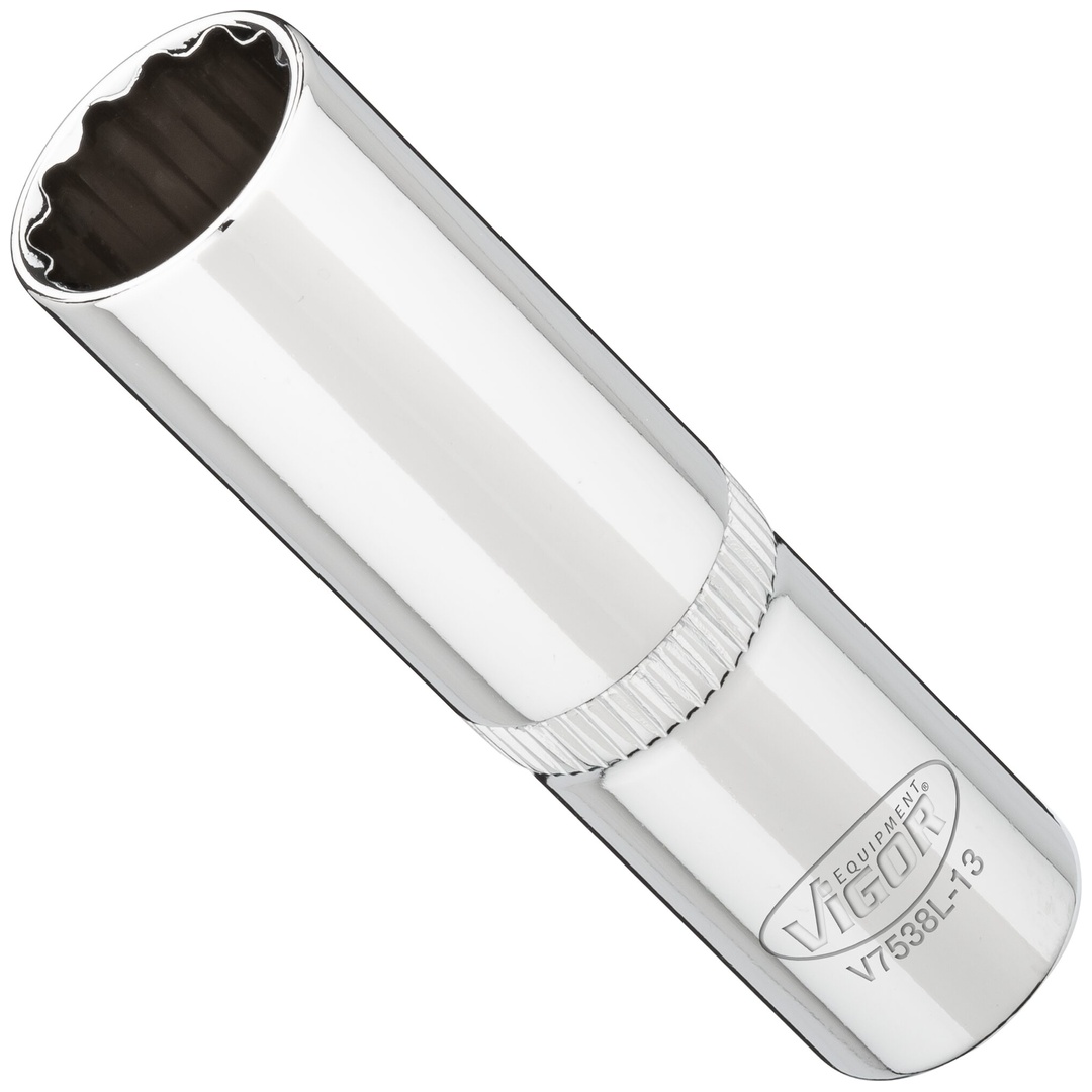 VIGOR Steckschlüsseleinsatz, lang, 3/8 (10 mm) Vierkant hohl, Außen Doppelsechskant Profil, SW 13 mm