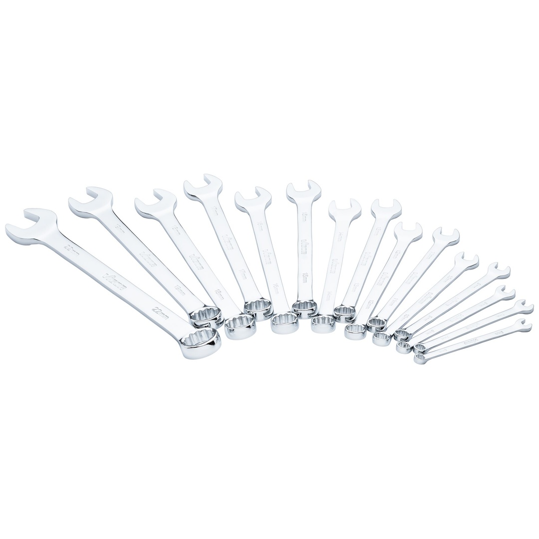 VIGOR Ring-Maulschlüssel Satz, Außen Doppelsechskant Profil, Außen Sechskant Profil, 15-tlg., 6 - 22 mm, Anzahl Werkzeuge: 15
