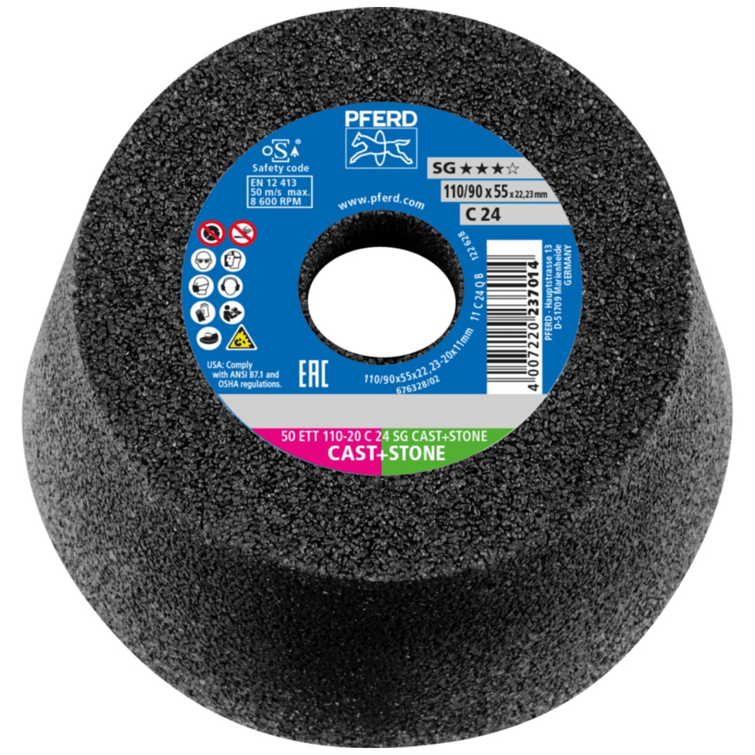 PFERD TOOLS Schleiftopf ETT 110x20x22,23 mm C24 Leistungslinie SG CAST+STONE für Guss/Stein