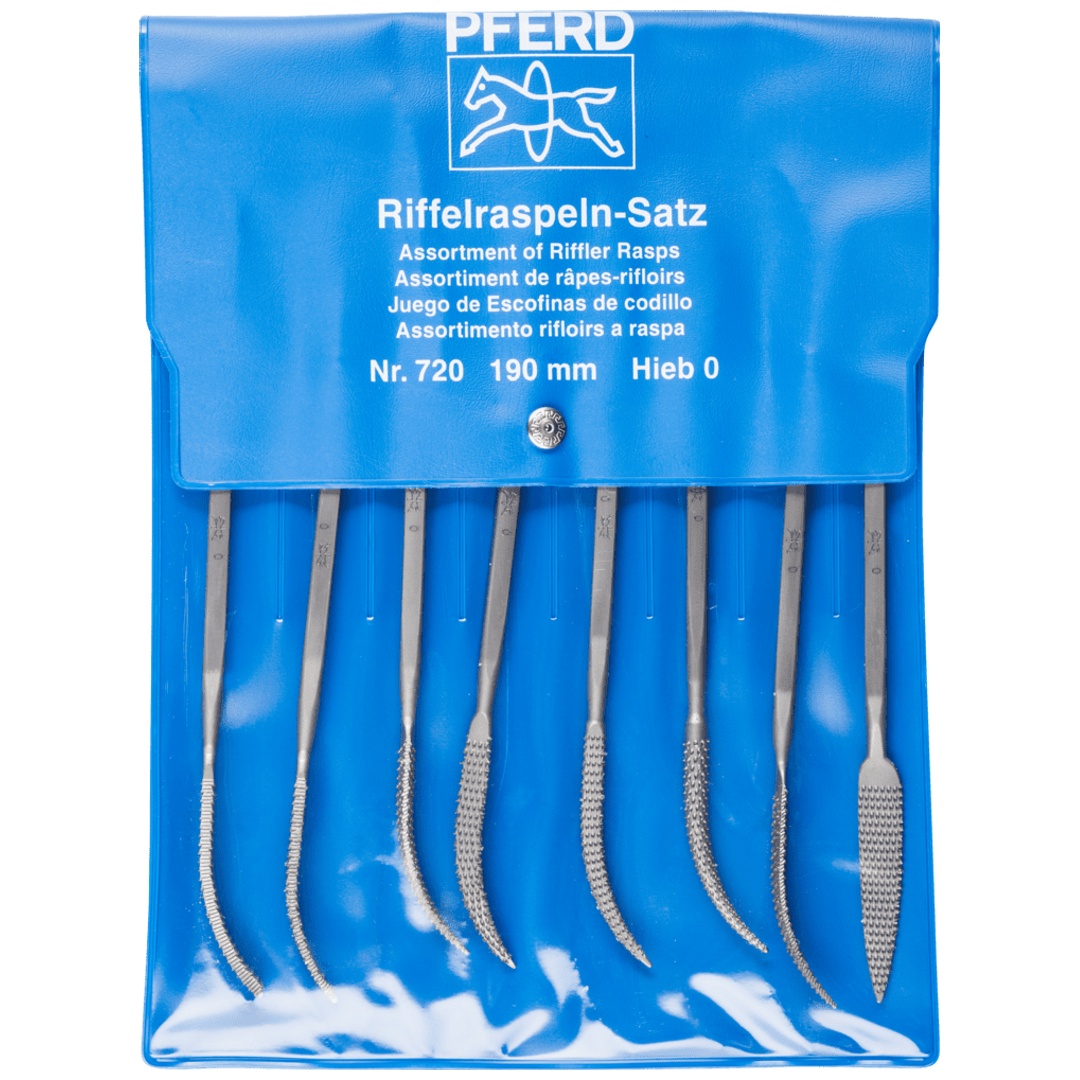 PFERD TOOLS Präzisions-Riffelfeilen-Set Typ 720 P 190mm Schweizer Hieb 0, grob