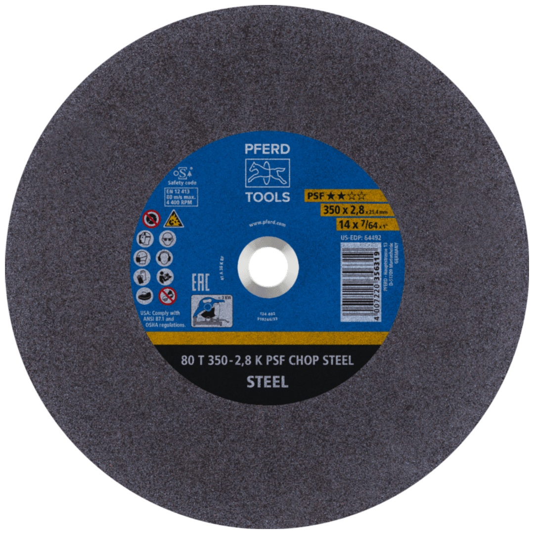 PFERD TOOLS Trennscheibe Metallkreissäge T 350x2,8x25,4 mm Uni.-Linie PSF CHOP STEEL für Stahl