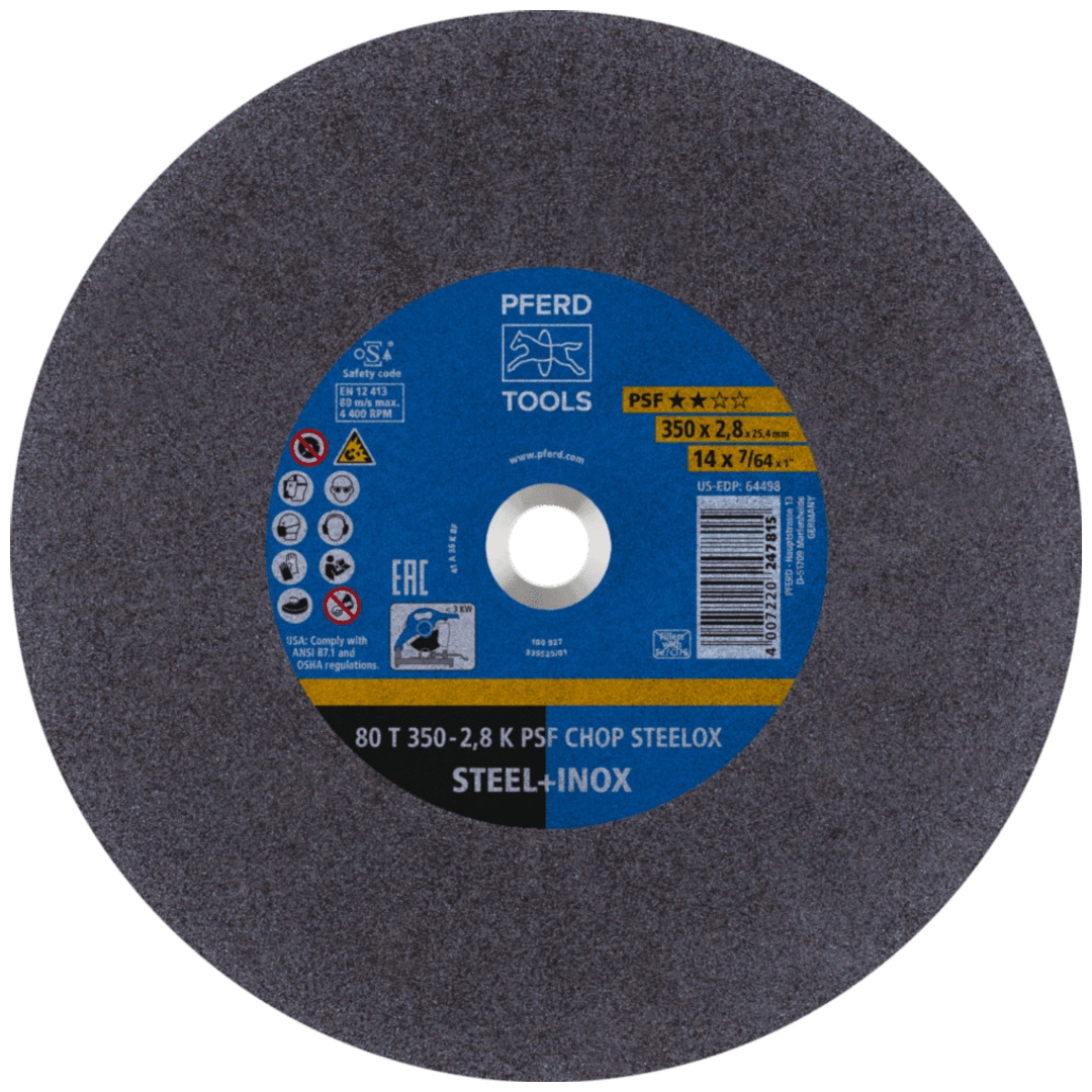PFERD TOOLS Trennscheibe Metallkreissäge T 350x2,8x25,4 mm Uni.-Linie PSF CHOP STEELOX Stahl/Edelstahl (10)