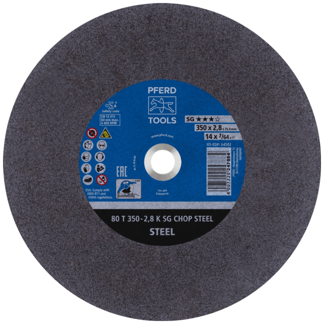 PFERD TOOLS Trennscheibe Metallkreissäge T 350x2,8x25,4 mm Leistungs-Li. SG CHOP STEEL für Stahl