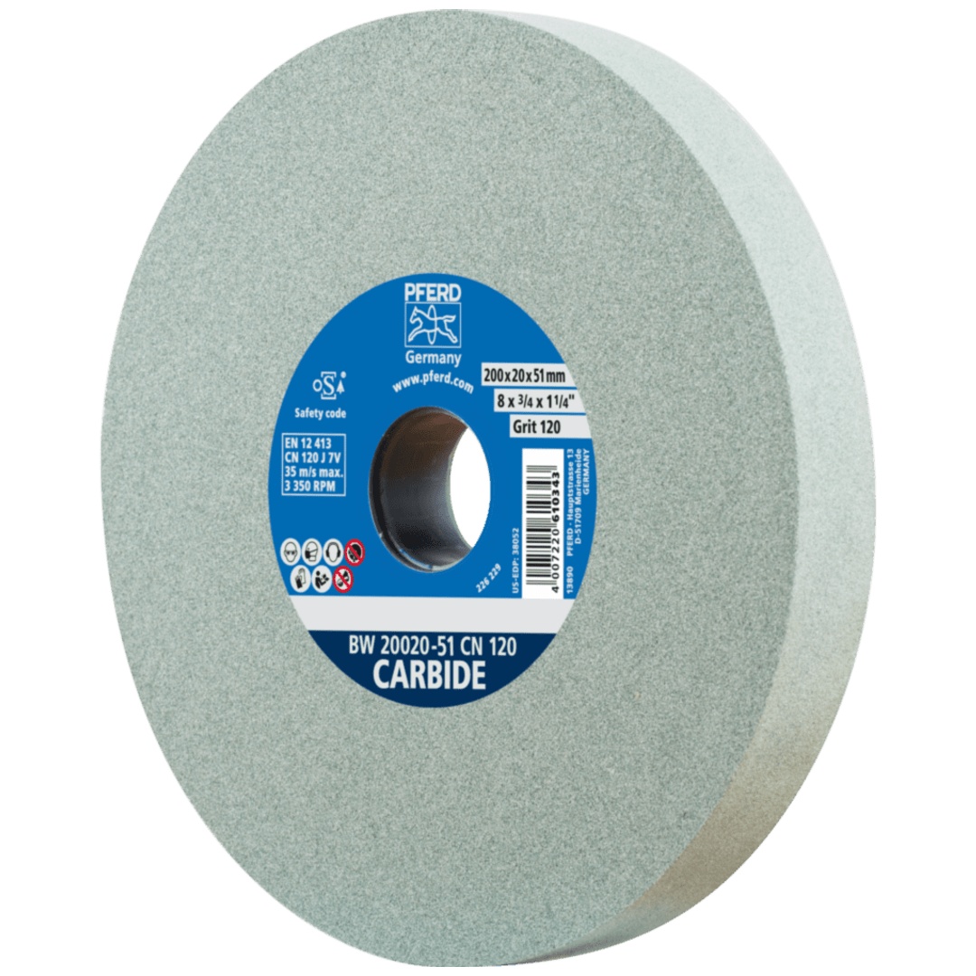 PFERD TOOLS Schleifbockscheibe Ø 200x20mm Bohrung-Ø 51 mm SiC120 für harte Materialien z.B. Hartmetall