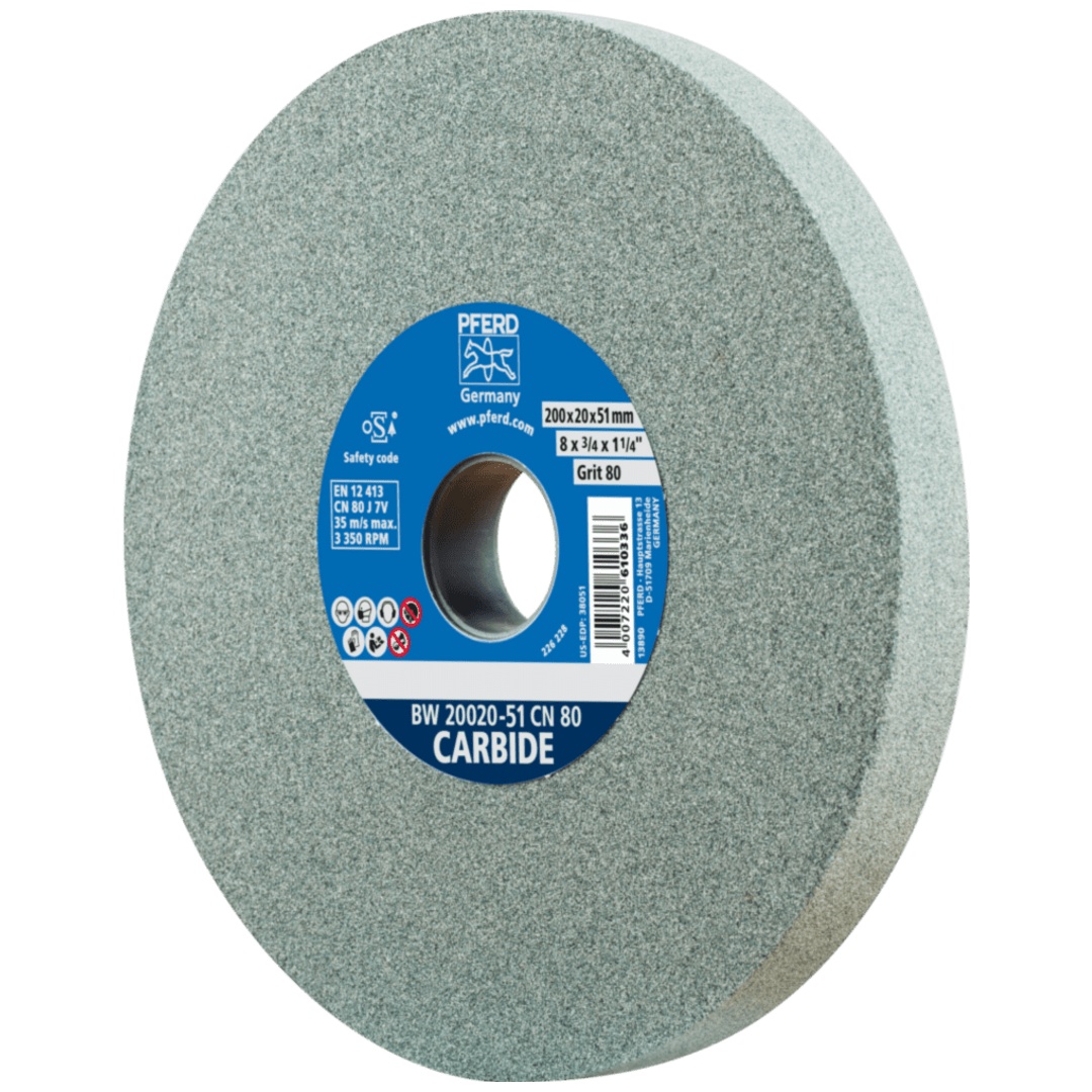 PFERD TOOLS Schleifbockscheibe Ø 200x20mm Bohrung-Ø 51 mm SiC80 für harte Materialien z.B. Hartmetall
