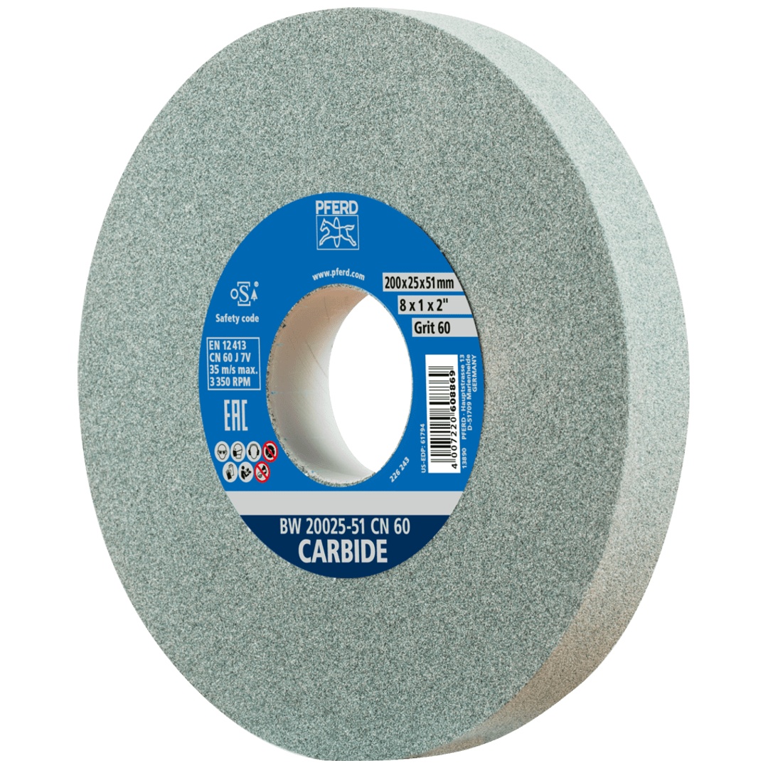 PFERD TOOLS Schleifbockscheibe Ø 200x25mm Bohrung-Ø 51mm SiC60 für harte Materialien z.B. Hartmetall