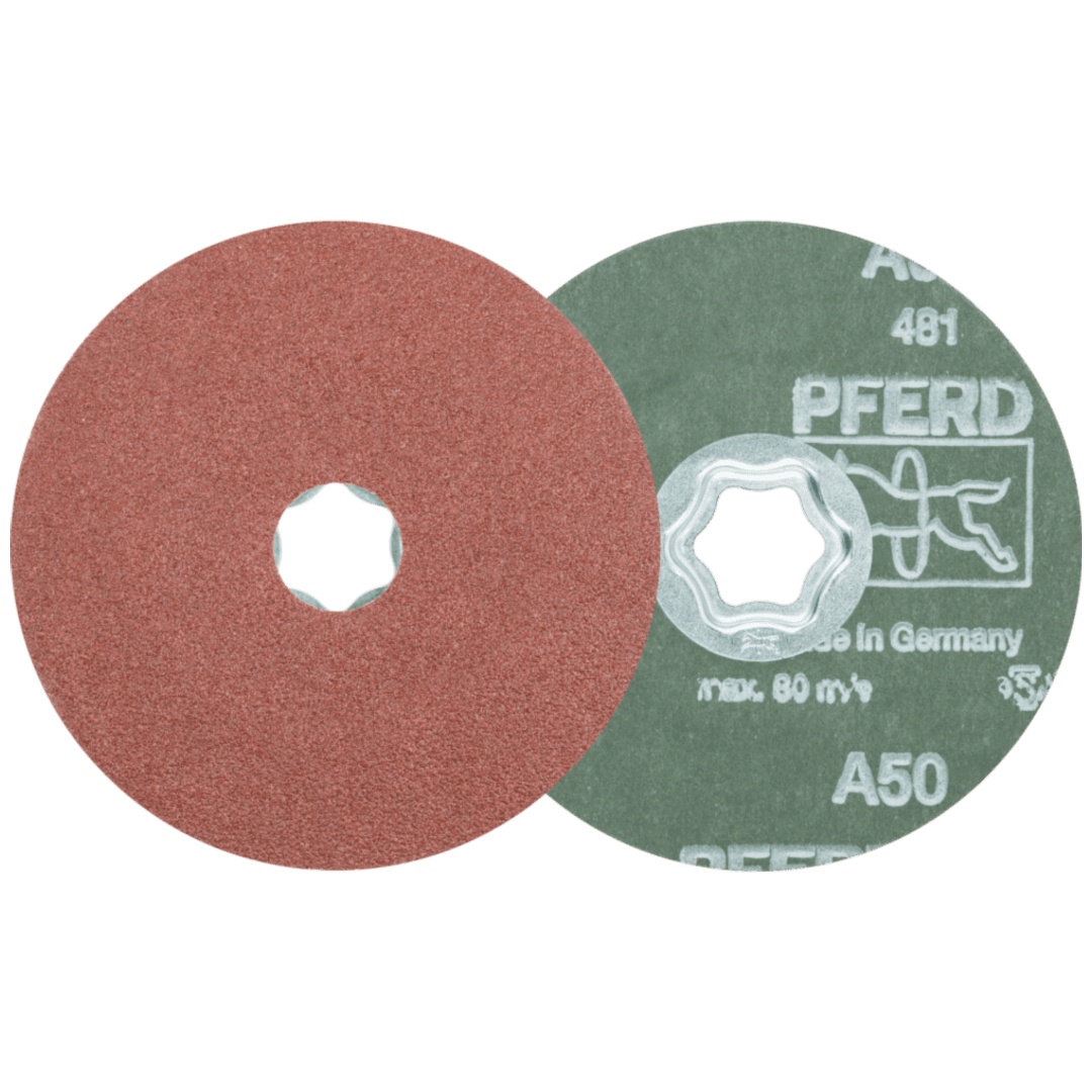 PFERD TOOLS COMBICLICK Korund Fiberscheibe Ø 115 mm A50 für universelle Anwendungen