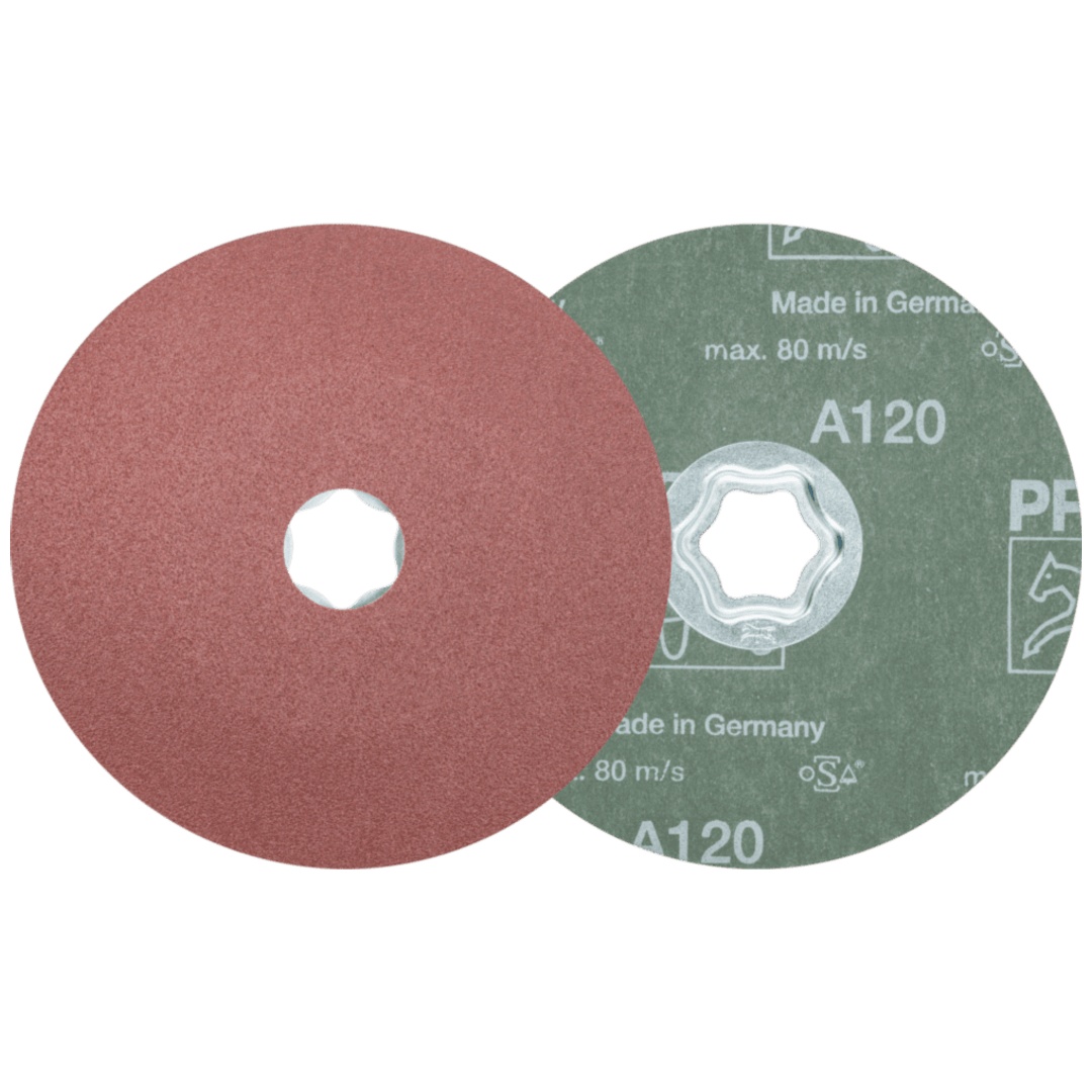 PFERD TOOLS COMBICLICK Korund Fiberscheibe Ø 125 mm A120 für universelle Anwendungen