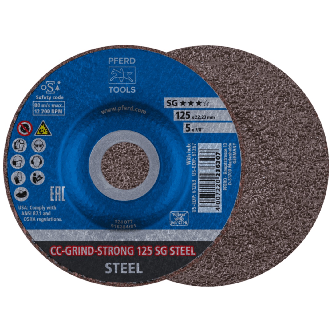 PFERD TOOLS CC-GRIND STRONG Schleifscheibe 125x22,23 mm COARSE Leistungslinie SG STEEL für Stahl