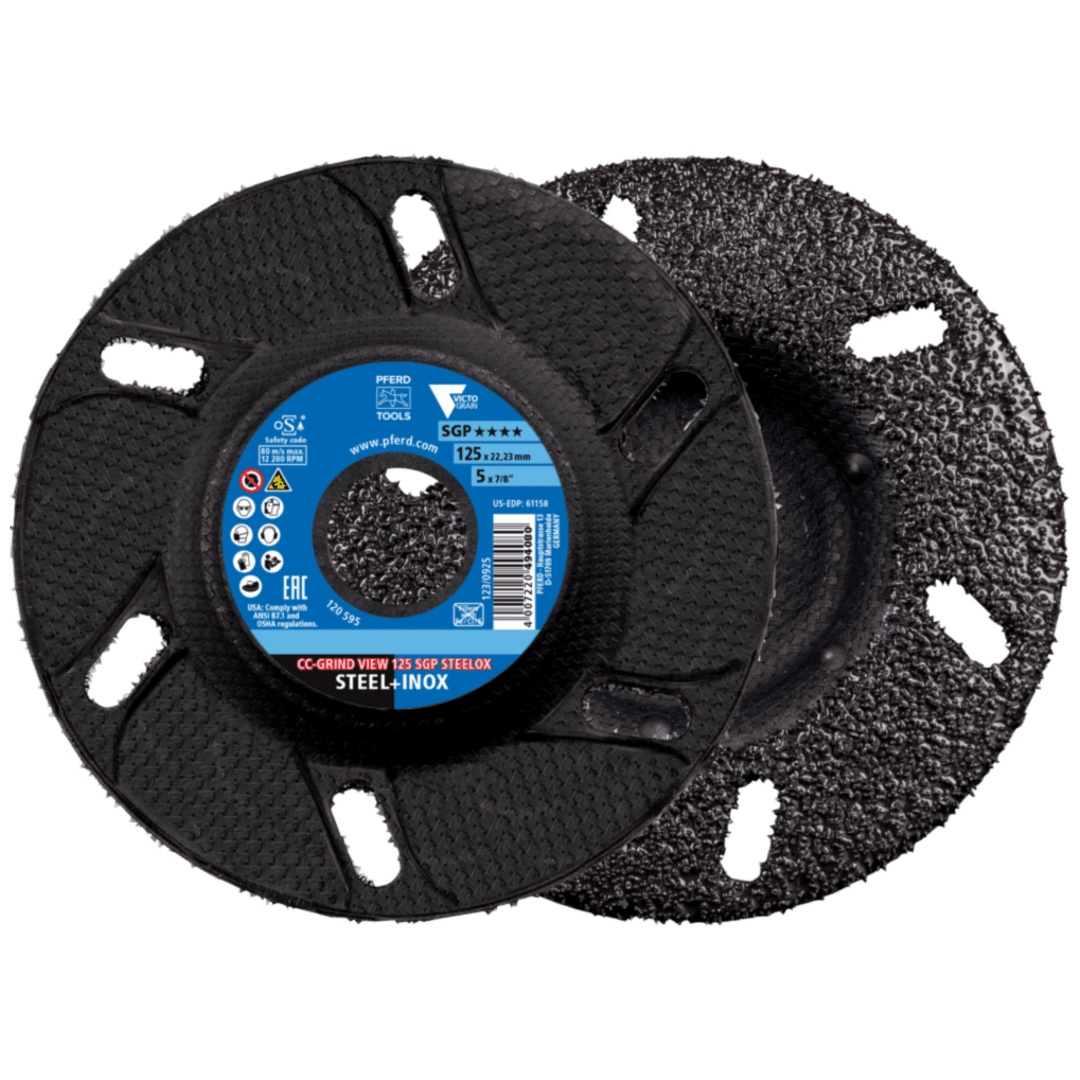 PFERD TOOLS CC-GRIND VIEW Schleifscheibe 125x22,23 mm Speziallinie SGP STEELOX für Stahl/Edelstahl